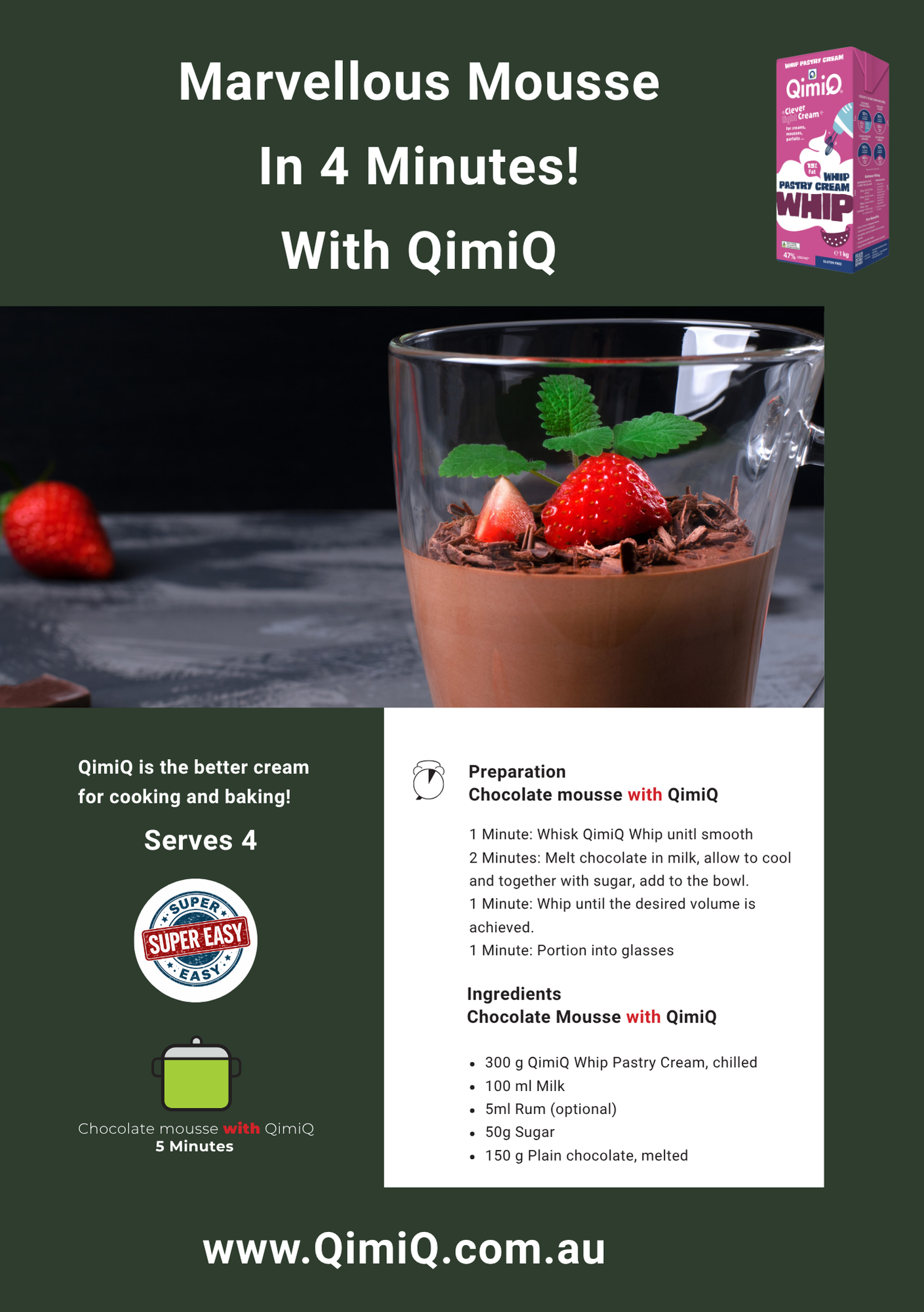 Marvellous Chocolate Mousse with QimiQ Whip