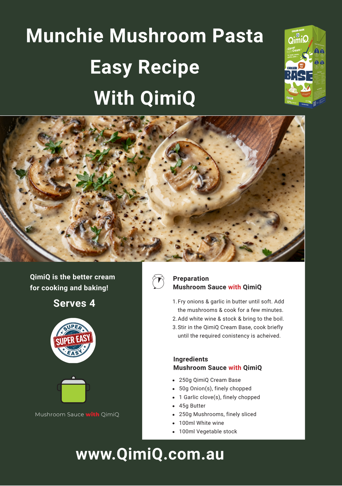 Munchie Mushroom Sauce with QimiQ Cream Base