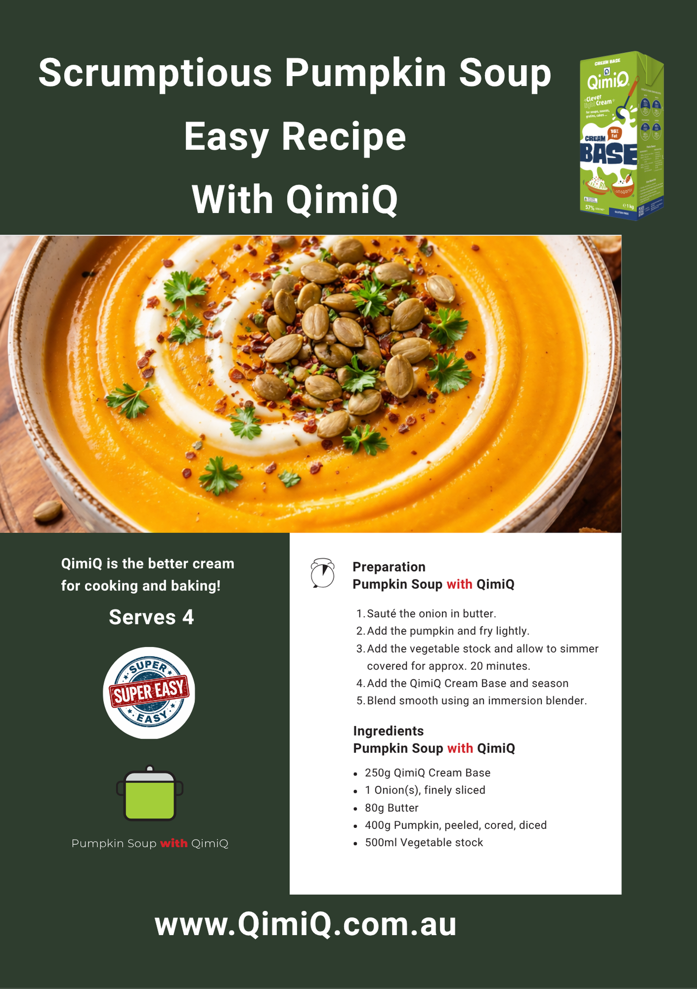 Scrumptious Pumpkin Soup with QimiQ Cream Base